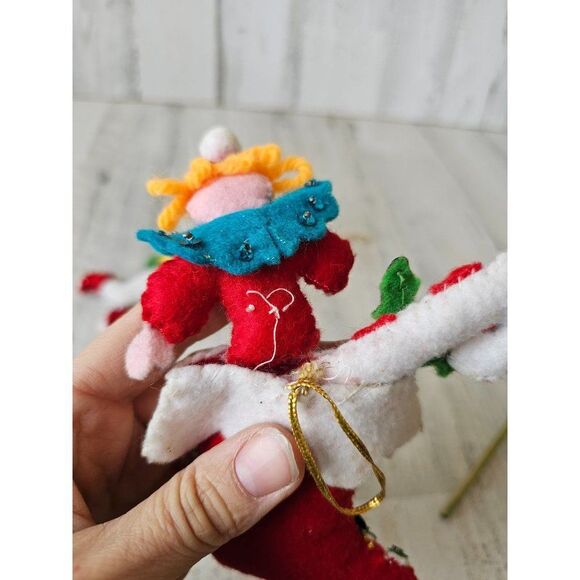 Sequin knit vintage snowman stocking gesture lollipop ornaments Xmas tree set - Picture 7 of 8